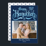 Elegant Navy Blue Happy Hanukkah Photo Holiday Card<br><div class="desc">Elegant Navy Blue Happy Hanukkah Photo Holiday Card</div>