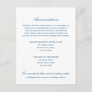 Elegant Navy Blue Hotel Accommodations Enclosure Card