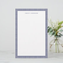 Elegant Navy Blue Houndstooth Monogram