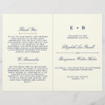 Elegant Navy Blue & Ivory Wedding Program Template<br><div class="desc">Elegant Navy Blue & Ivory Wedding Program Template.</div>