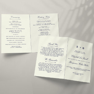 Elegant Navy Blue & Ivory Wedding Program Template