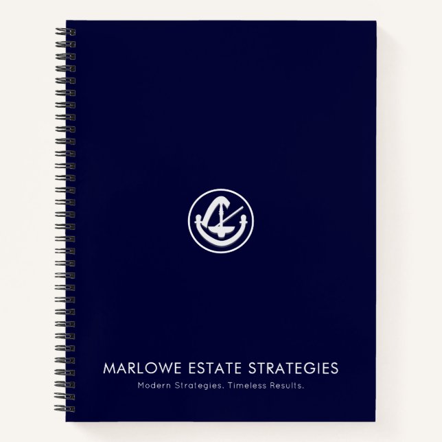 Elegant Navy Blue Legal Theme Notebook (Front)