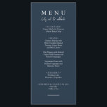 Elegant Navy Blue Let's Eat Calligraphy Wedding Menu<br><div class="desc">A modern and elegant minimalist chic wedding nautical dark blue dinner menu. Which features chic template design of navy blue solid background and white typography . And let's eat wording in elegant chic white calligraphy. Grab it and make your wedding menu chic and classy.</div>