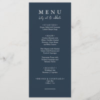 Elegant Navy Blue Let's Eat Calligraphy Wedding