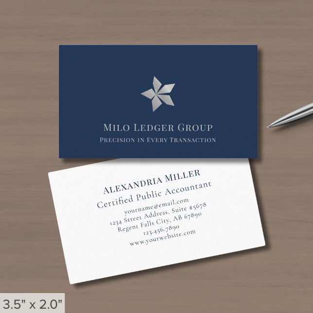 Elegant Navy Blue Luxury Logo Business Card (Creator Uploaded)