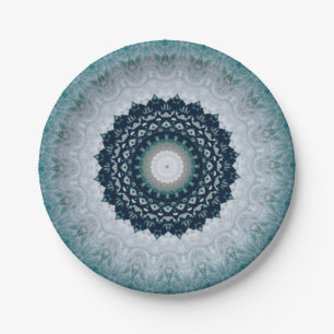 Elegant Navy Blue Mandala    Paper Plate