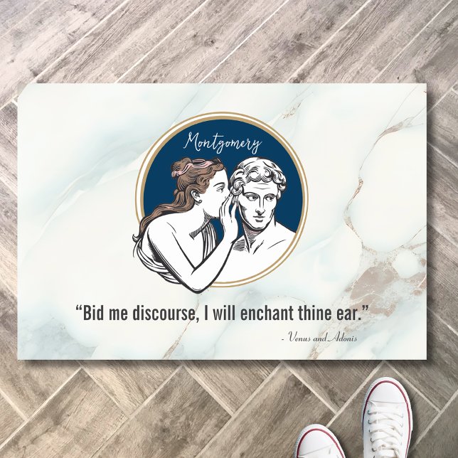 Elegant Navy Blue Marble Quote Housewarming Doormat (Creator Uploaded)