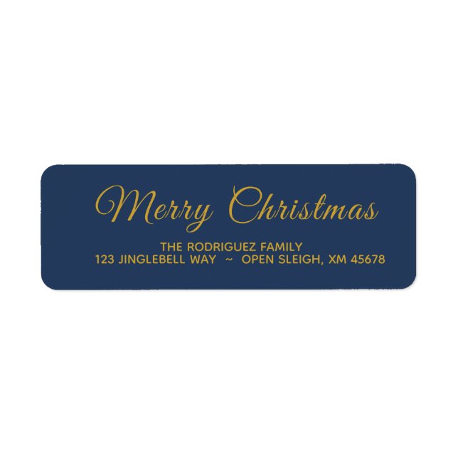 Elegant Navy Blue Merry Christmas Return Address Label (Front)