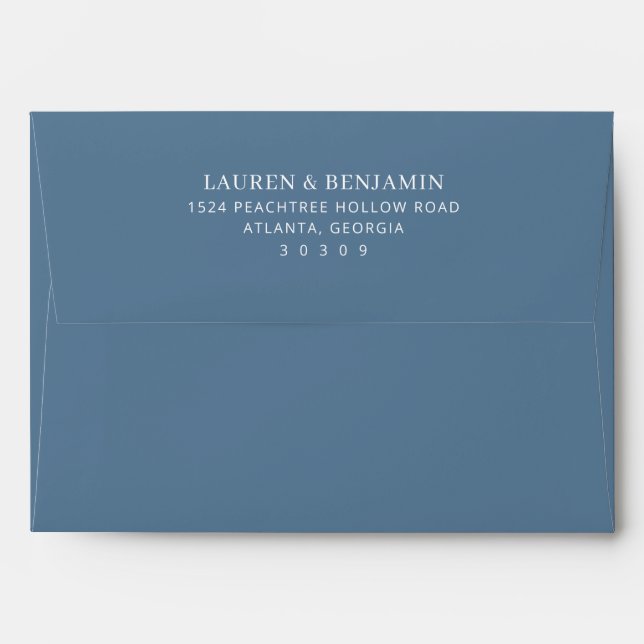 Elegant Navy Blue Minimalist Wedding Envelope (Back (Top Flap))