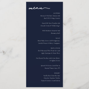 Elegant Navy Blue Minimalist Wedding Menu