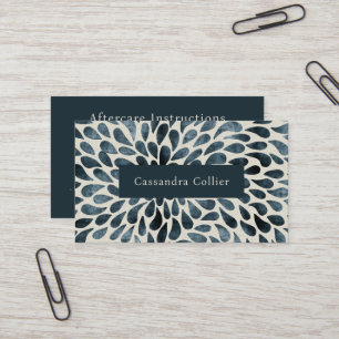 Elegant Navy Blue Modern Aftercare Instructions Business Card