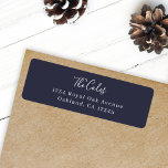 Elegant Navy Blue Modern Minimal Return Address Return Address Label<br><div class="desc">A stylish modern holiday return address label with a handwritten script font for your family name in white with a navy blue feature colour in a 'scandi' scandinavian design style. The name and address can be easily customised for a personal touch. A classic traditional and minimalist design to stand out...</div>