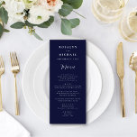 Elegant Navy Blue Modern Minimalist Wedding Menu<br><div class="desc">Elegant Navy Blue Modern Typography Minimalist Wedding Menu Card.</div>