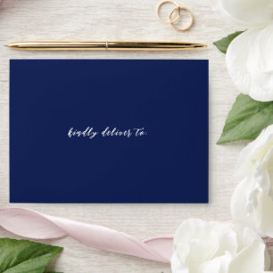 Elegant Navy Blue Modern Wedding Envelope