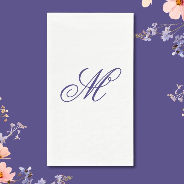 Elegant Navy Blue Monogram Initial  Napkin (Creator Uploaded)