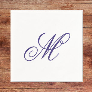 Elegant Navy Blue Monogram Initial Napkin