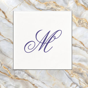 Elegant Navy Blue Monogram Initial Napkin