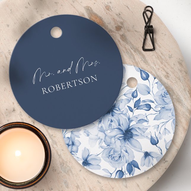 Elegant Navy Blue Mr. & Mrs. Tag (Creator Uploaded)