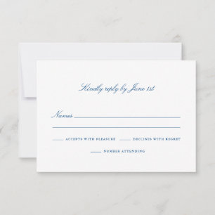 Elegant Navy Blue Number Attending RSVP Card