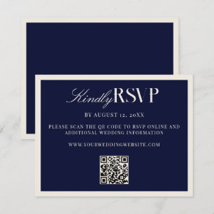 Elegant Navy Blue Old Money Wedding RSVP Card