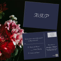 Elegant Navy Blue Party Wedding Response RSVP