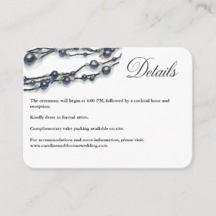 Elegant Navy Blue Pearl Watercolor Modern Wedding Enclosure Card