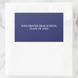 Elegant navy blue personalised school & class year rectangular sticker