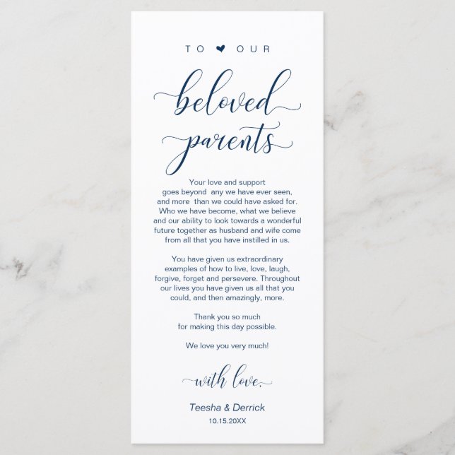Elegant Navy Blue, Place Setting Thank You Card (Front)