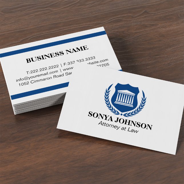 Elegant Navy Blue Professional Attorney Business Card (Creator Uploaded)