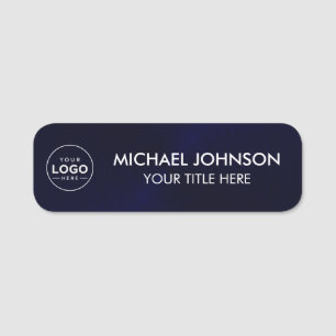 Elegant Navy Blue Professional Business Logo Name Tag
