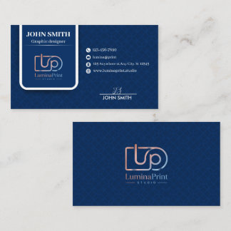 Elegant Navy Blue Professional Studio Custom Logo Business Card