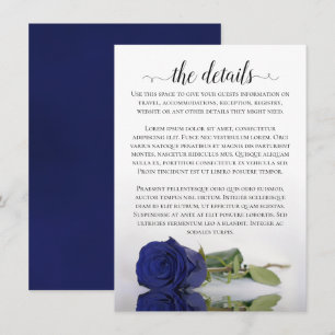 Elegant Navy Blue Reflecting Rose Wedding Details Enclosure Card