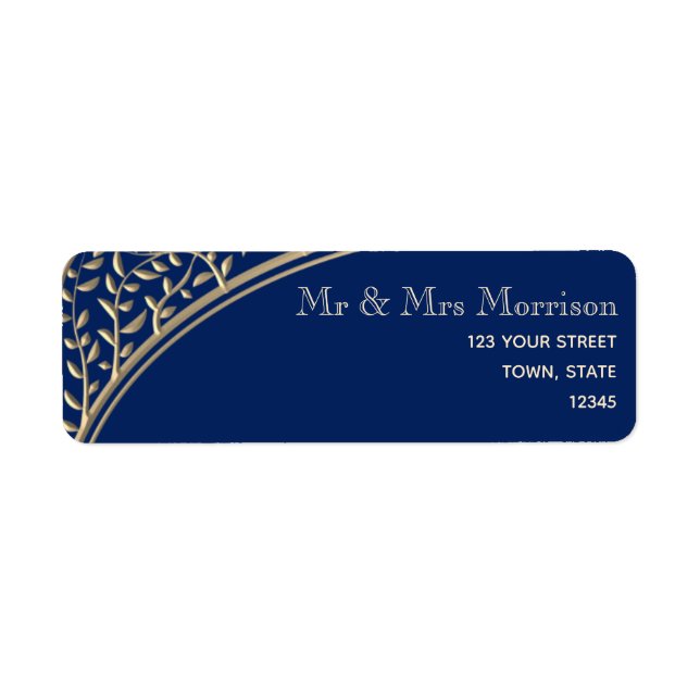 Elegant Navy Blue Return Address Return Address Label (Front)