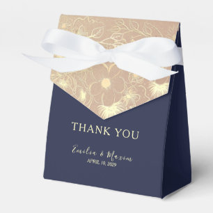 Elegant Navy Blue & Rose Gold Wedding Favour Box