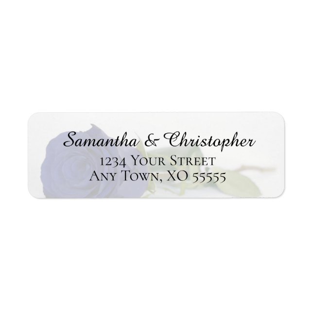 Elegant Navy Blue Rose Wedding Return Address Label (Front)