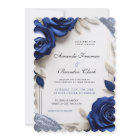 Elegant Navy Blue Roses & Silver Glitter Wedding