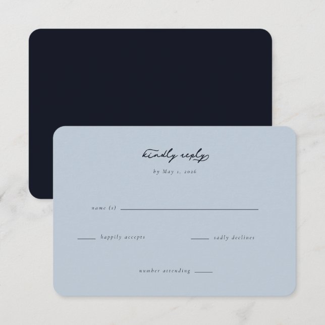 Elegant Navy Blue RSVP Card (Front/Back)
