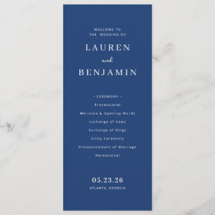 Elegant Navy Blue Serif Ceremony Program