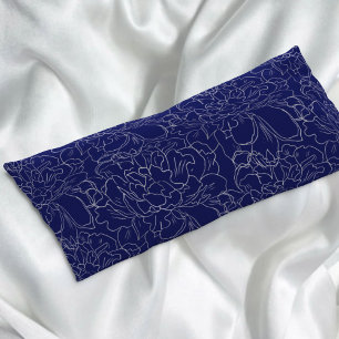 Elegant Navy Blue Silver Floral Pattern Body Cushion