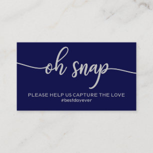 Elegant Navy Blue Silver Oh Snap Hashtag Business Card