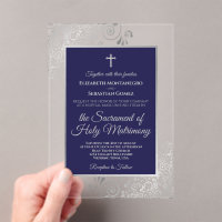 Elegant Navy Blue & Silver Ornate Catholic Wedding