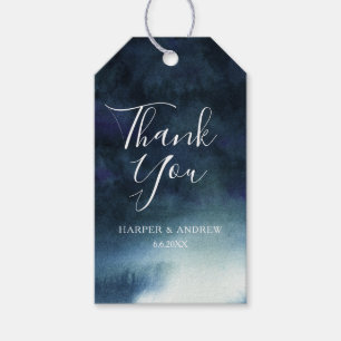 Elegant Navy Blue Watercolor   Thank You Favour Ta Gift Tags