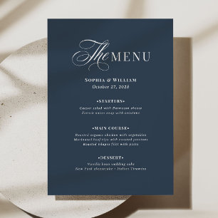Elegant Navy Blue Wedding Classic Luxe Menu