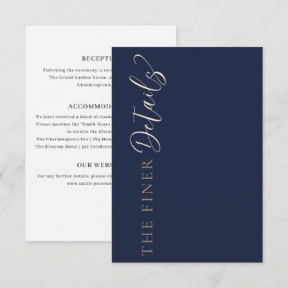 Elegant Navy Blue Wedding Details Enclosure Card