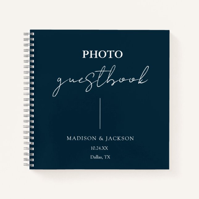 Elegant Navy Blue Wedding Guestbook Notebook (Front)