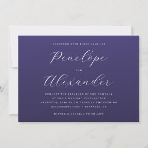Elegant Navy Blue Wedding Invitation