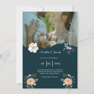 Elegant Navy Blue Wedding Invitation