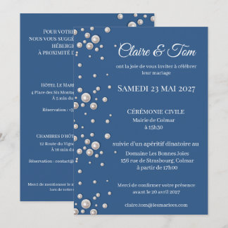 Elegant Navy Blue Wedding Invitation