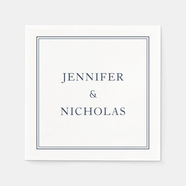 Elegant Navy Blue Wedding Napkin (Front)