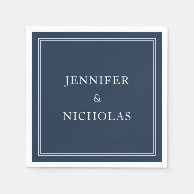 Elegant Navy Blue Wedding Napkin (Front)
